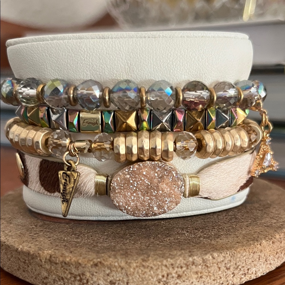 Erimish Gold and multicolored Bracelet Set with Crystal Accents